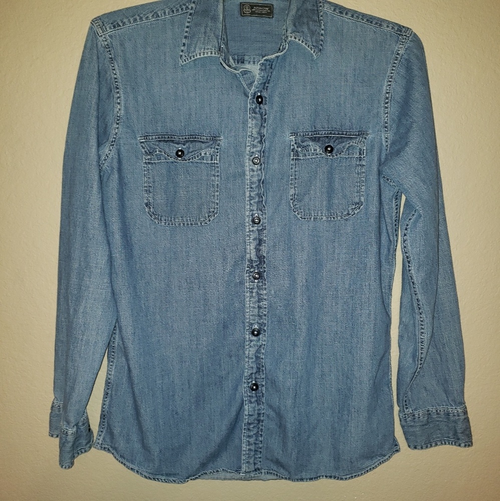 Arrow Blue Denim Work Shirt Medium